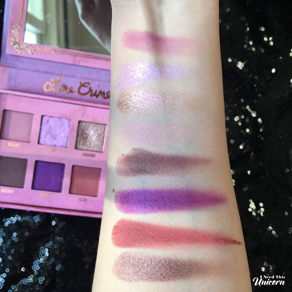 Lime Crime Venus III palette and arm swatches