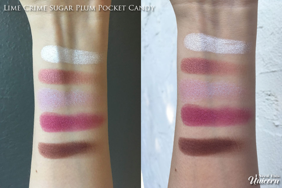 Lime Crime Pocket Candy in Sugar Plum arm swatches