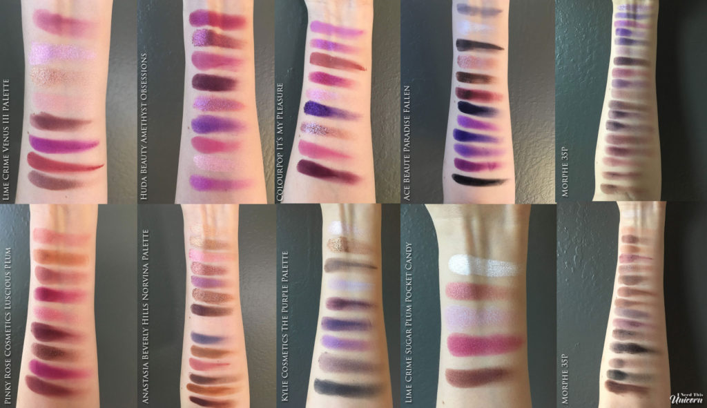 Side-by-side Swatches of Purple Palettes | I Need This Unicorn