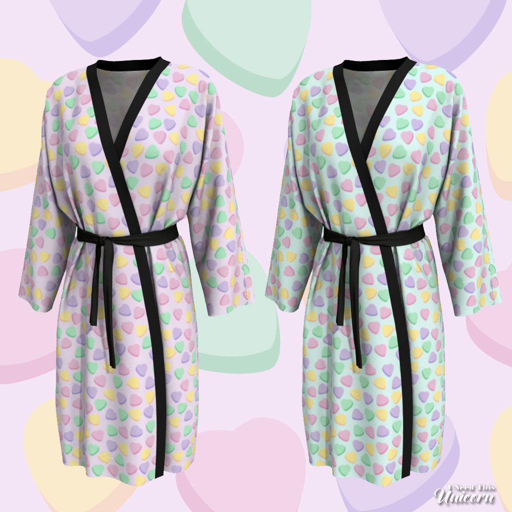 Pastel Candy Hearts robes in Lilac and Sky Blue | I Need This Unicorn