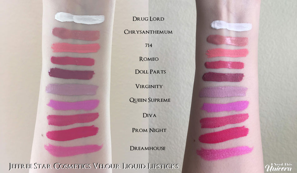 Jeffree Star Cosmetics Velous Liquid Lipstick Swatches on NC15
