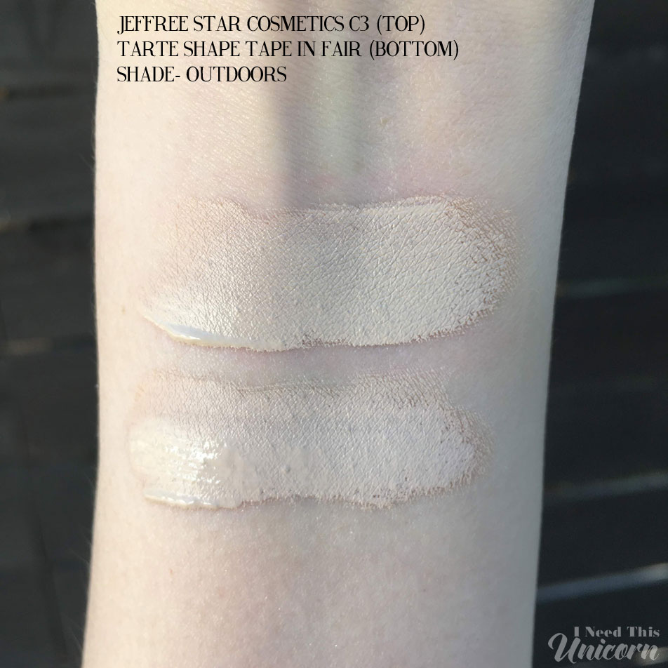 Jeffree Star C3 compared to Tarte Shape Tape in aFair