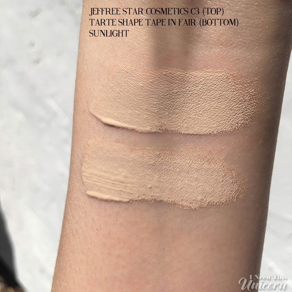 Jeffree Star C3 compared to Tarte Shape Tape in aFair