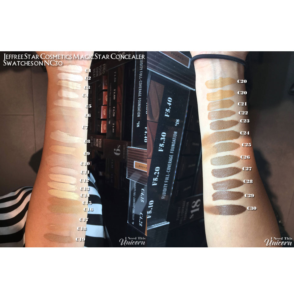 Jeffree Star Cosmetics Magic Star Concealers Swatched on NC30 | I Need This Unicorn