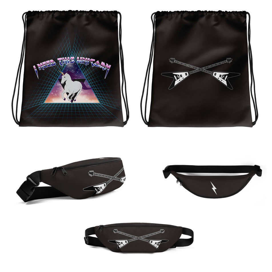 Festival Bags with Guitars and a unicorn!