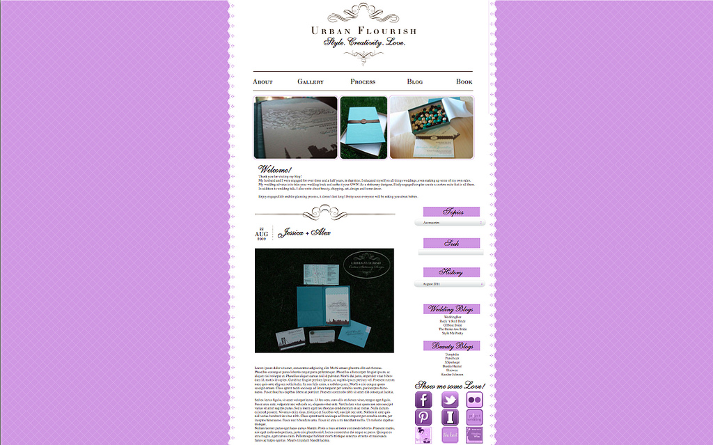 Old Website of Couture Stationery Design Business from 2009