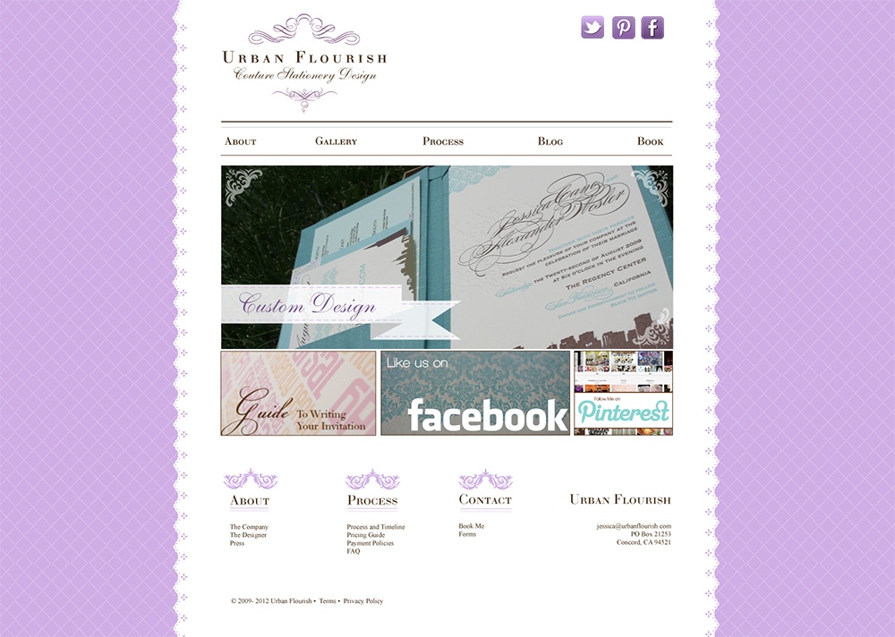 Old Website of Couture Stationery Design Business from 2009