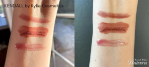KENDALL by Kylie Cosmetics lip product arm swatches