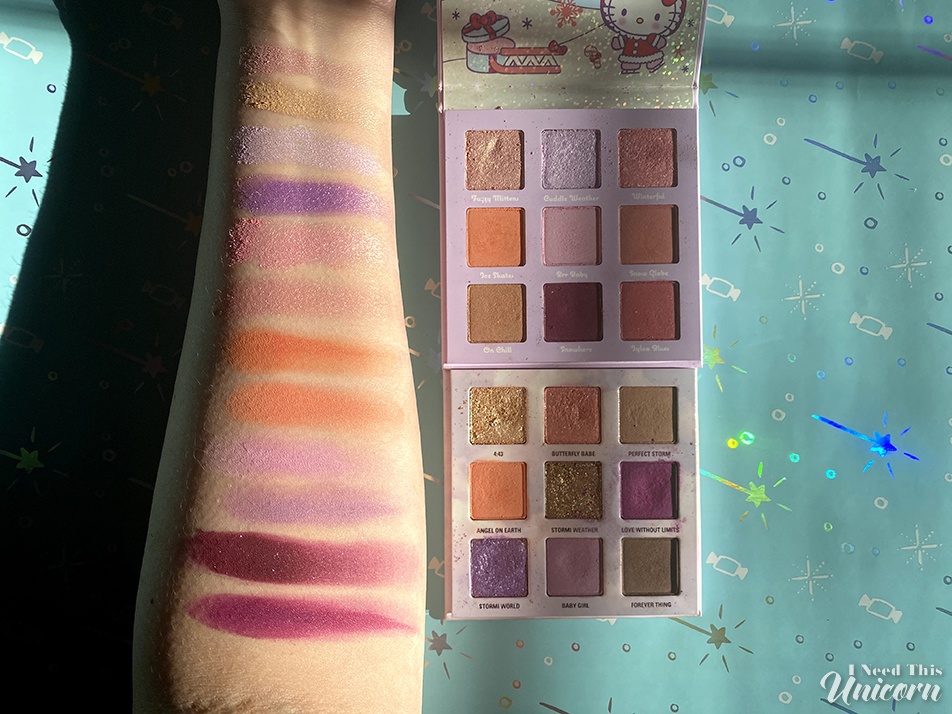 Colourpop Hello Kitty and Friends Snow Much Fun Palette and Kylie Cosmetics Stormi Palette