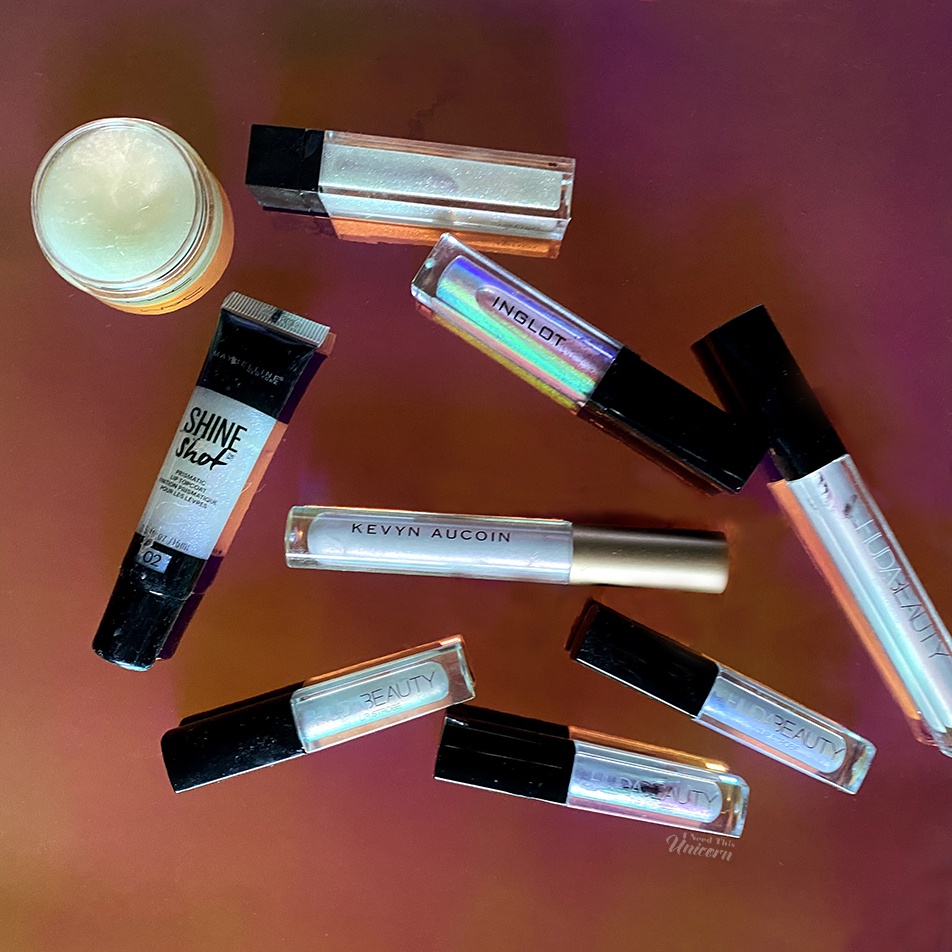 Opalescent and Iridescent Lip Glosses- Some in the glitter, some in the gloss itself