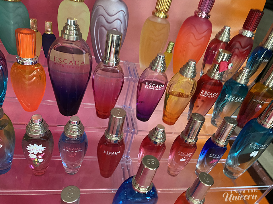 Escada collection on clear stands