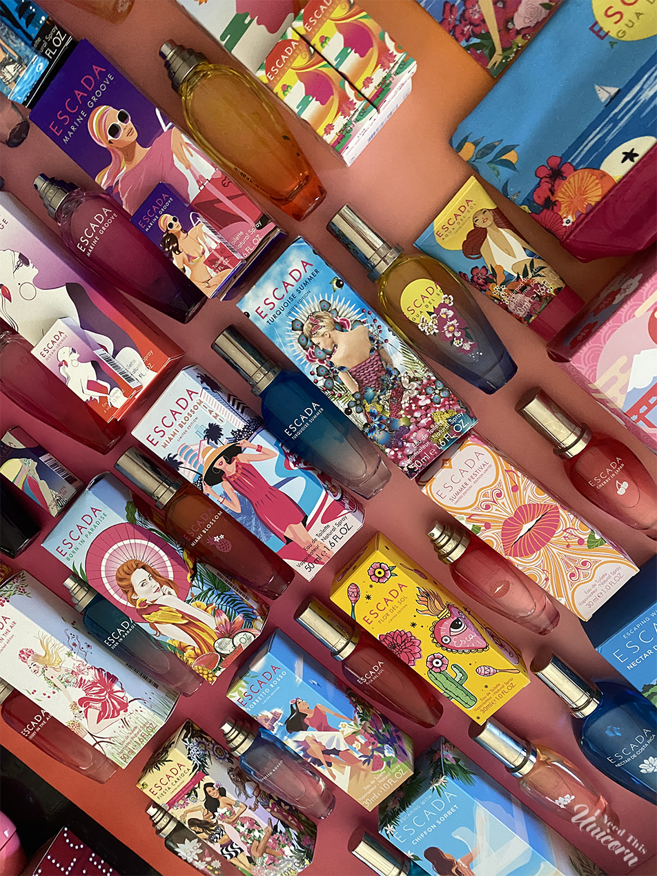 Escada boxes and bottles