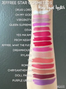 Jeffree Star Cosmetics Velour Liquid Lipstick Swatches