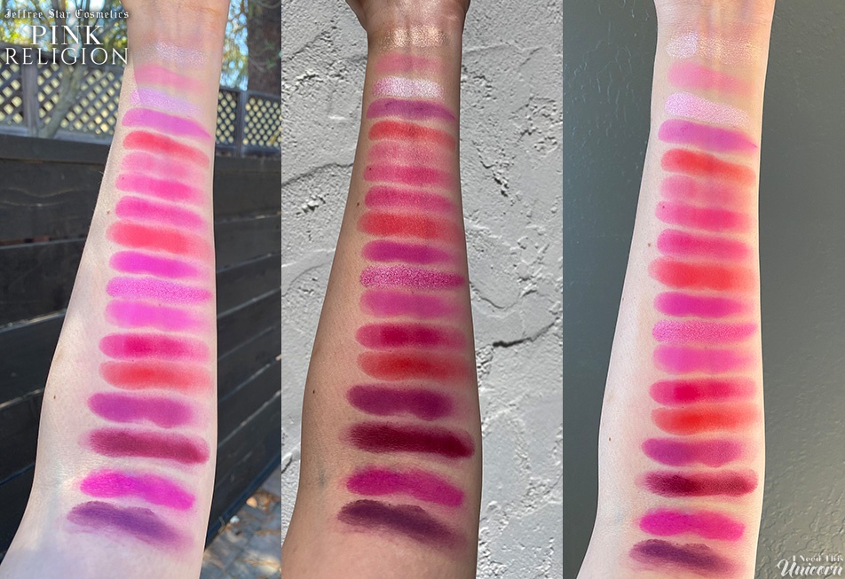 Jeffree Star Cosmetics Pink Religion Eyeshadow Palette Swatches