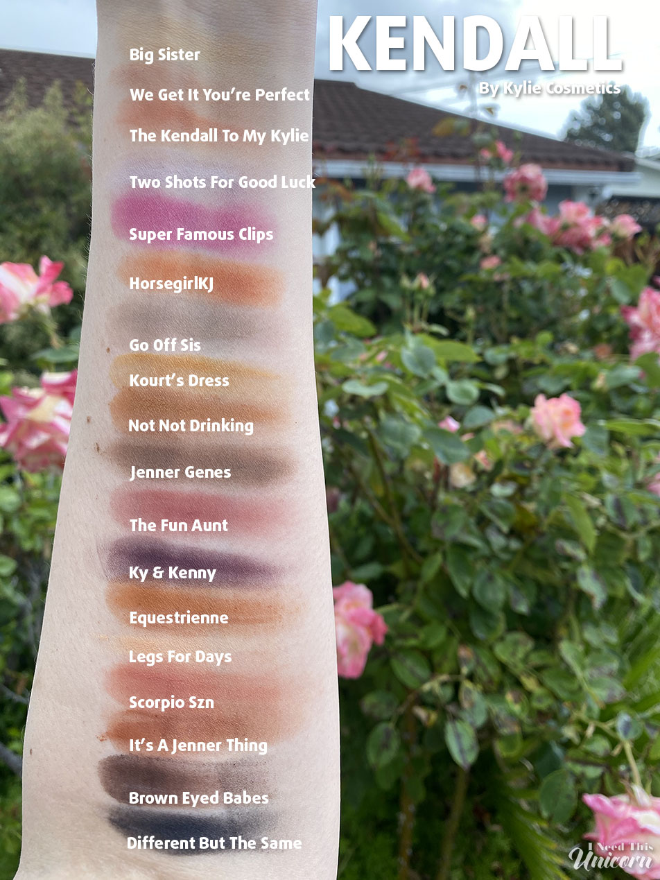 Kendall by Kylie Cosmetics Eye Shadow Palette Swatches Outdoors