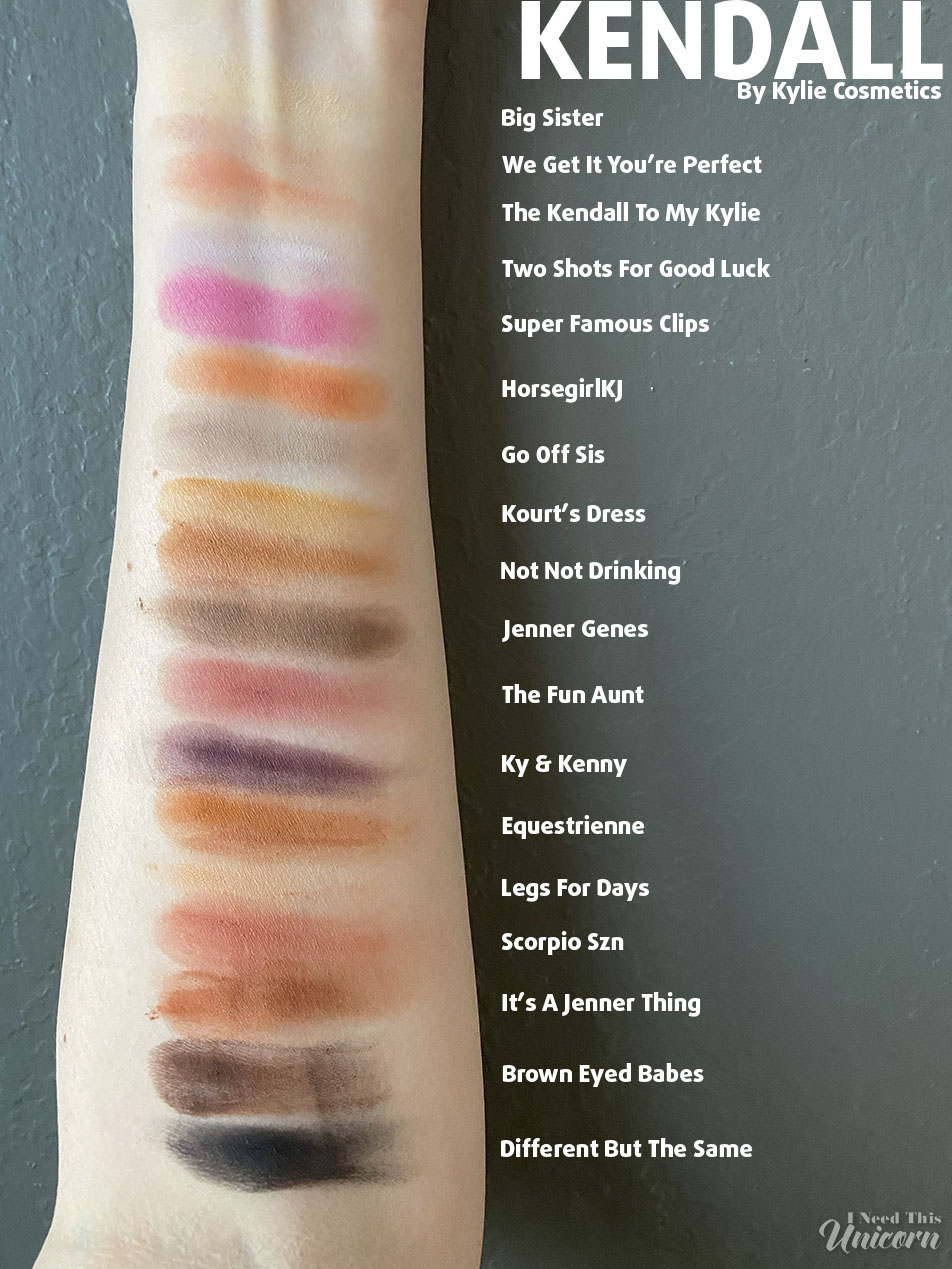Kendall by Kylie Cosmetics Eyeshadow Palette Swatches Indoors