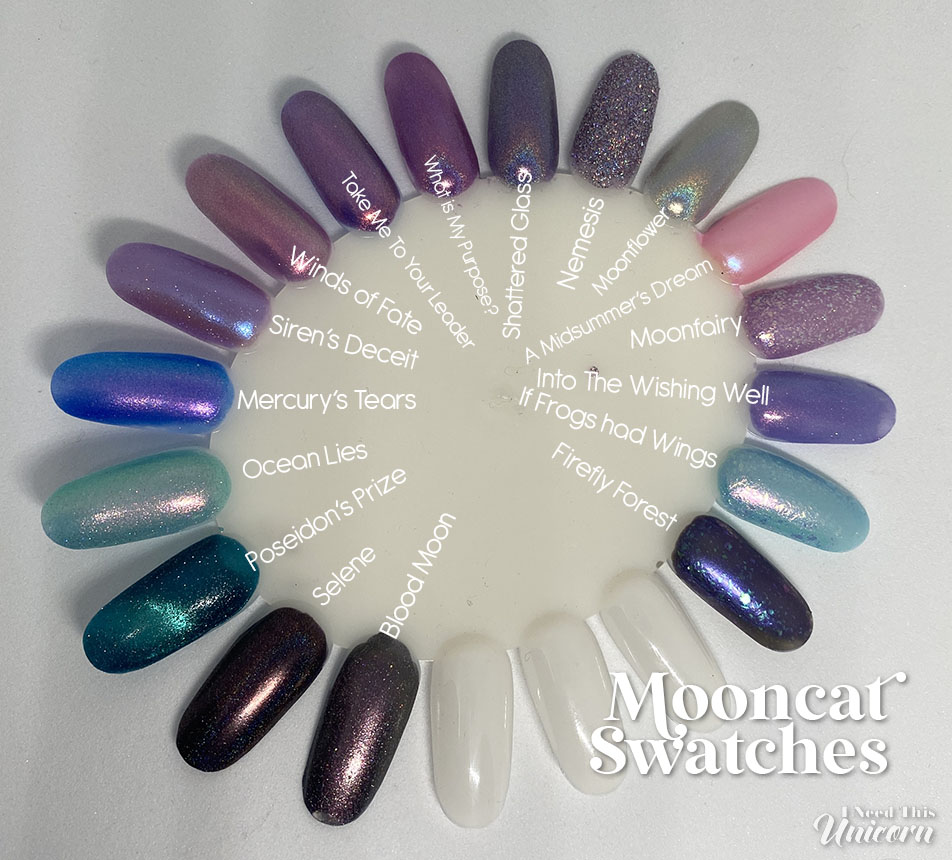 Mooncat Nail Polish Swatches in LED light