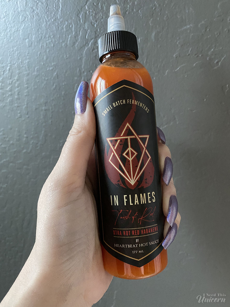 In Flames Hot Sauce by Heartbeat Hot Sauce. Touch of Red Xtra Hot Red Habanero