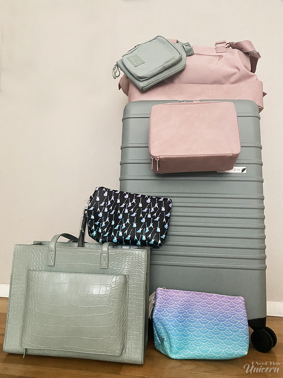 Beis Luggage and Bag Review featuring Slate and Atlas Pink... and my own brand of makeup bags! I Need This Unicorn!