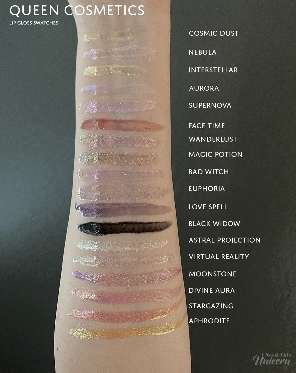 Queen Cosmetics lipgloss swatches