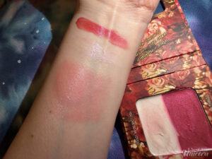 Half Magic Euphoria Beam Trap, heavy swatches and a mixed swatch on arm. Pictured with the product.
