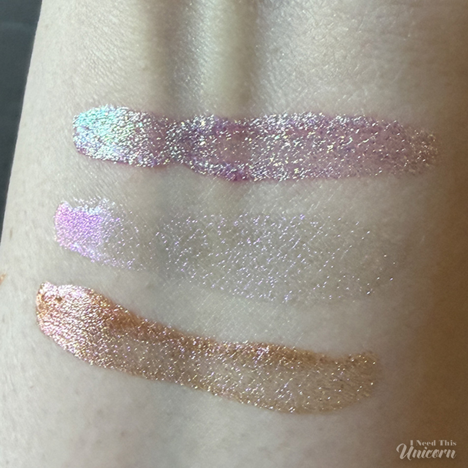 Comparison swatches of Queen Cosmetics Tester #1, Tester #2, and Tester #3 showing their wearable everyday appearance without direct flash.