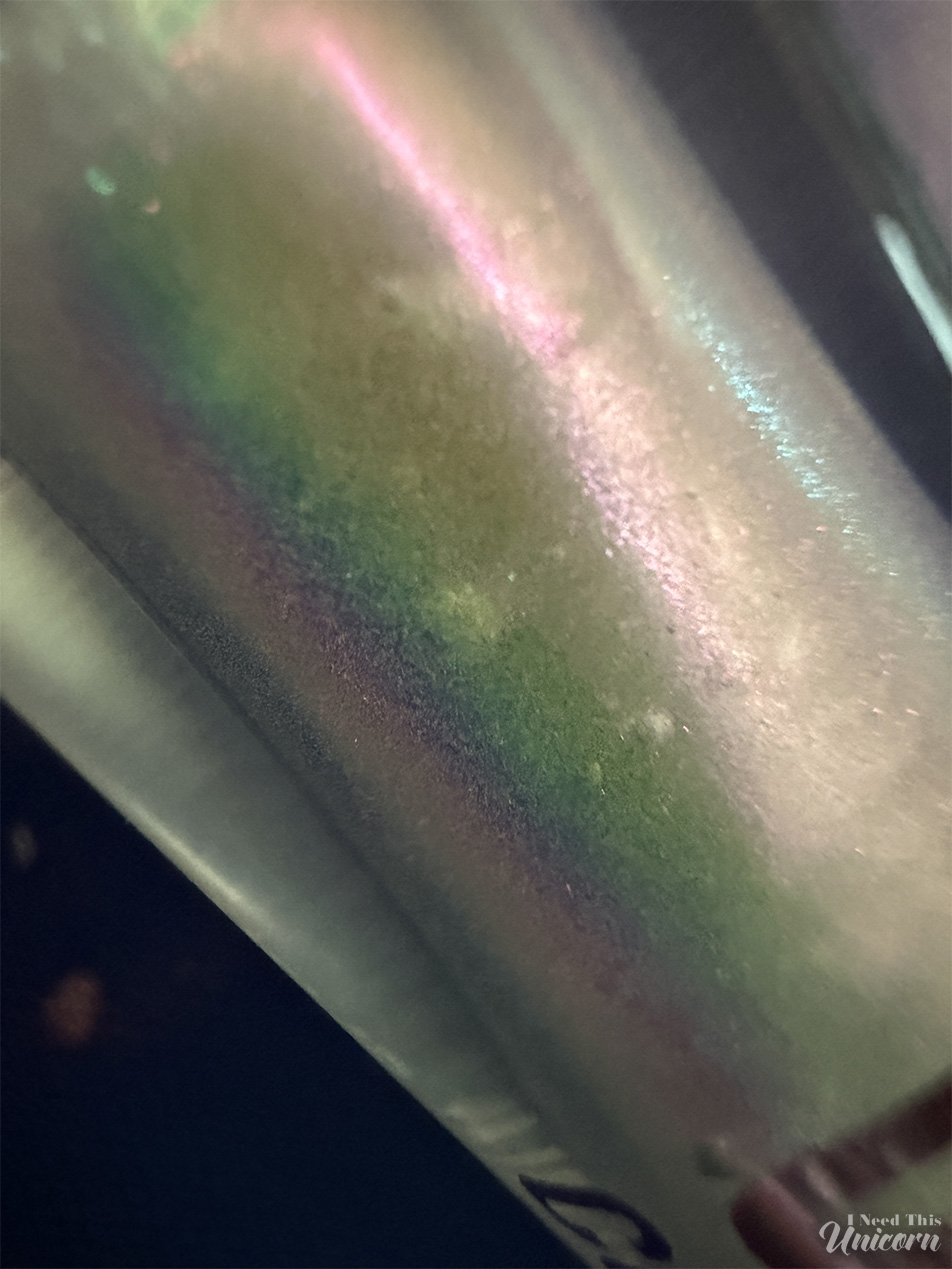 Queen Cosmetics Tester Diamond Shimmer Glosses | I Need This Unicorn Macro shot of Tester #2 to show color shift and sparkle detail.