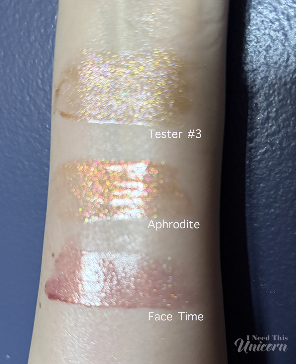 Queen Cosmetics Tester Diamond Shimmer Glosses | I Need This Unicorn Out of focus bokeh shot to show shimmer particles and it's different shift in colors.