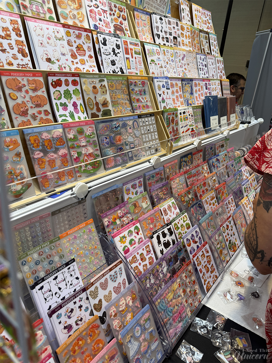 Pineberry Paper sticker sheet display at the SF Pen Show