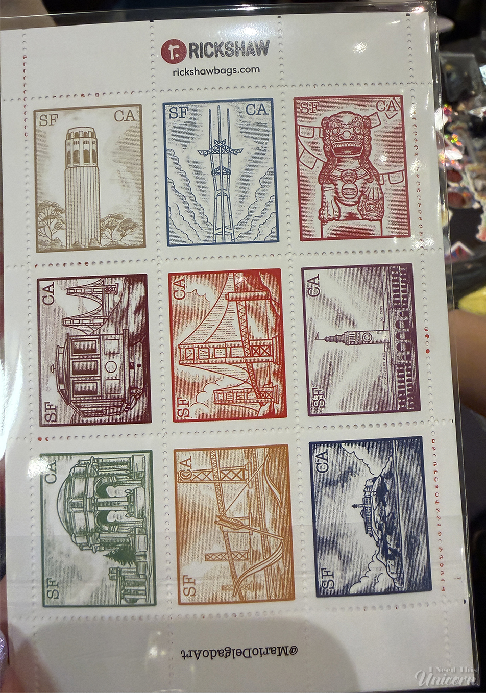 Rickshaw bags stamp sticker sheet at the SF Pen Show