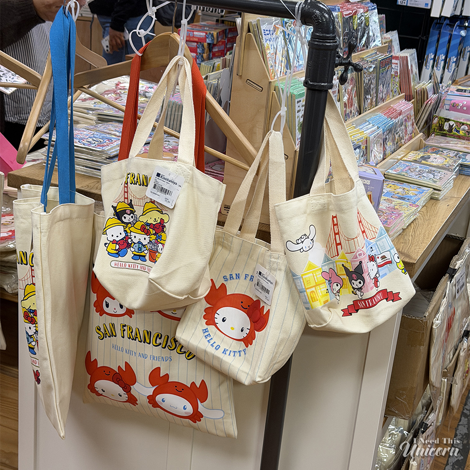Kinokuniya Books with the Hello Kitty San Francisco tote bags